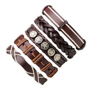 Leather Bracelets set of 5